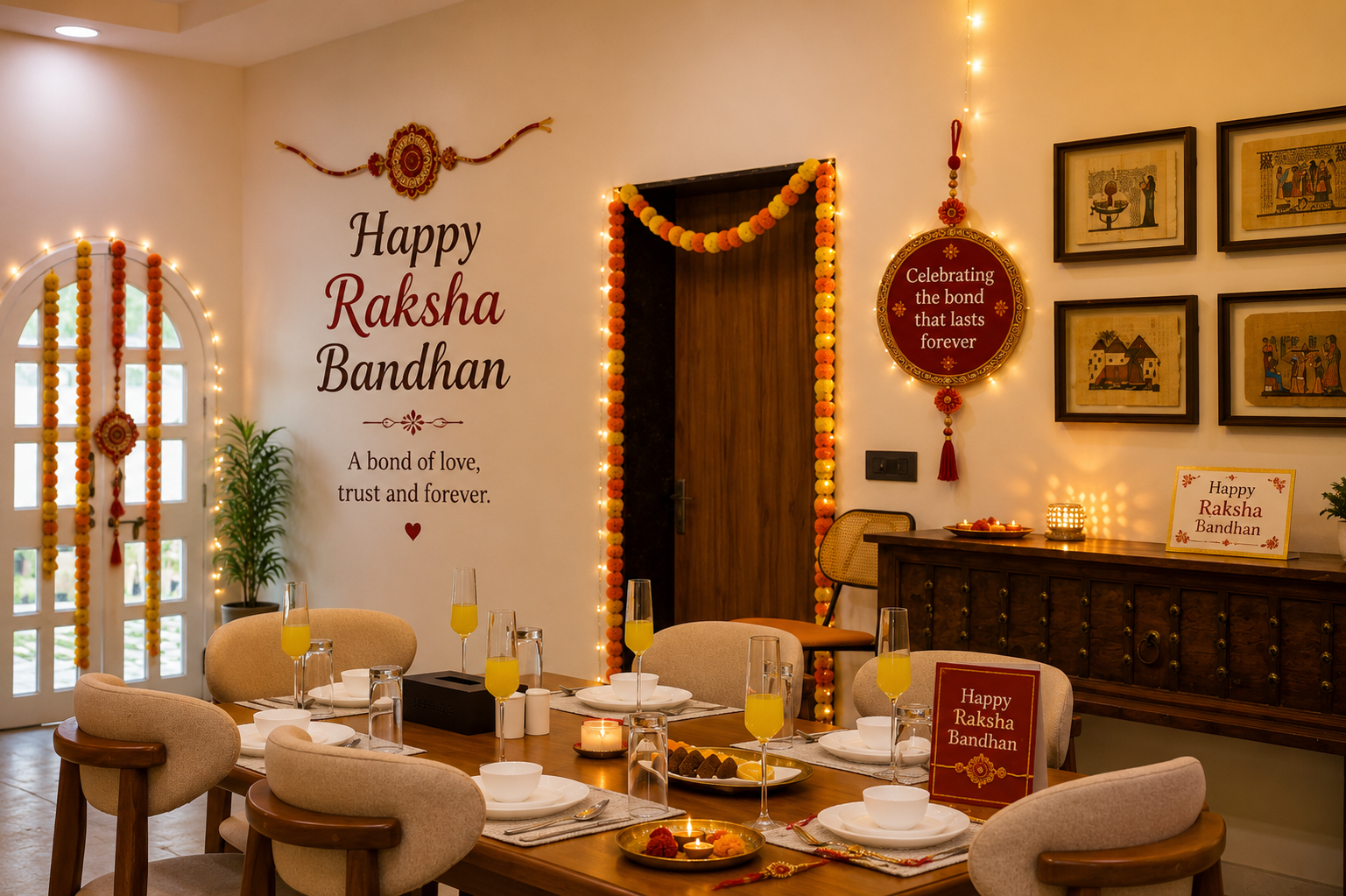 Raksha Bandhan family celebration dining setup in Udaipur